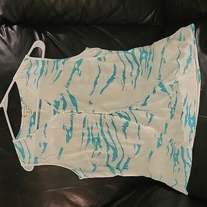 SPANNER White & Turquoise Sleeveless Top